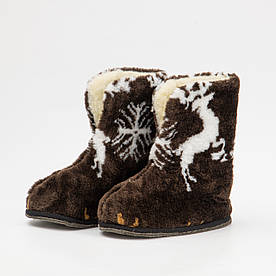 Теплі домашні панчохи-тапки з натуральної овчини з підошвою з повсті (розміри 36-45)