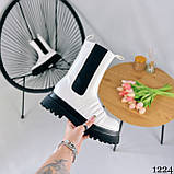 Стильні високі черевики челсі, жіночі білі черевики демісезонні, фото 6