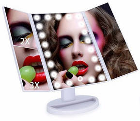 Дзеркало косметичне настільне з LED-підсвіткою тристулкове 006860 Найкраща ціна