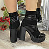 Черевики жіночі об'єднані на високому стійкому каблуці, фото 3