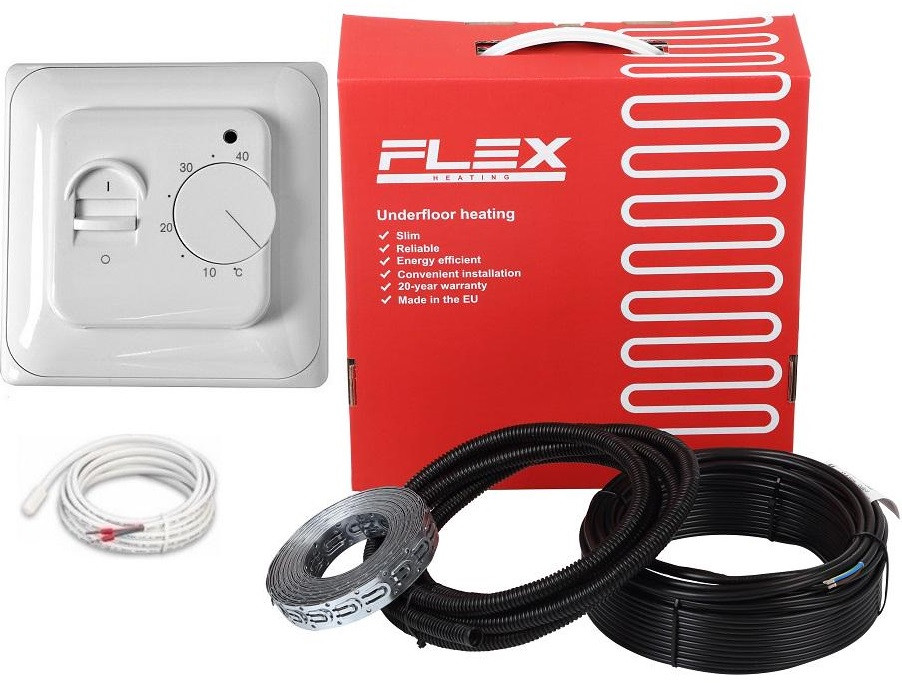 Кабель нагрівальний для теплої підлоги Flex 11м2 - 13,2м2/ 1925Вт (110м) з терморегулятором RTC 70