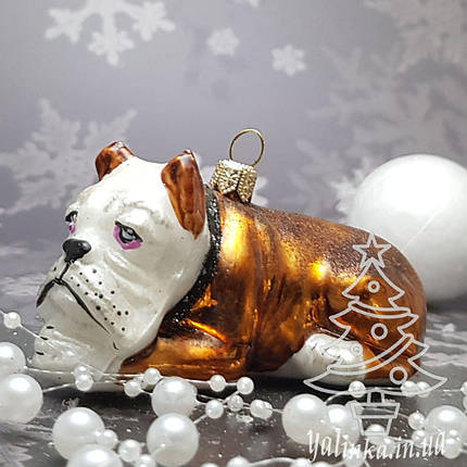 Скляна ялинкова іграшка Бульдог  Impuls.  величезний асортимент іграшок як Irena, Komozja, фото 1