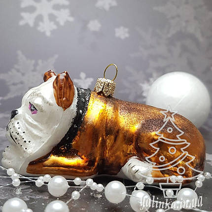 Скляна ялинкова іграшка Бульдог  Impuls.  величезний асортимент іграшок як Irena, Komozja, фото 2