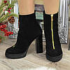 Черевики жіночі замшеві на стійкому каблуці, фото 2
