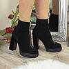 Черевики жіночі замшеві на стійкому каблуці, фото 4