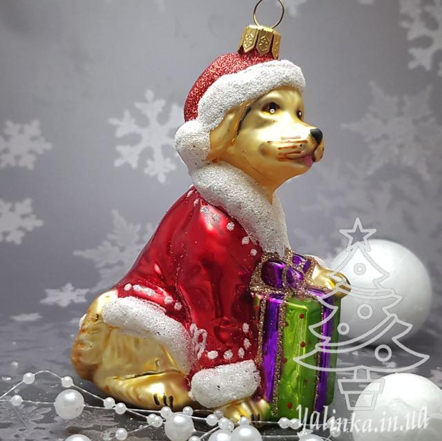 игрушка на елку Собачка Санта с подарком komozja mostowski impuls morozko  irena