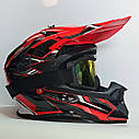 Кросовий мото шолом Ендуро Racing Red gloss з окулярами в комплекті, фото 2