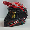 Кросовий мото шолом Ендуро Racing Red gloss з окулярами в комплекті, фото 4