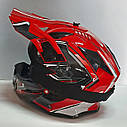 Кросовий мото шолом Ендуро Racing Red gloss з окулярами в комплекті, фото 3