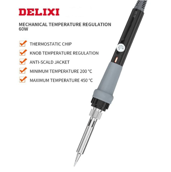 Паяльник Delixi 1859 60W з регулятором температури