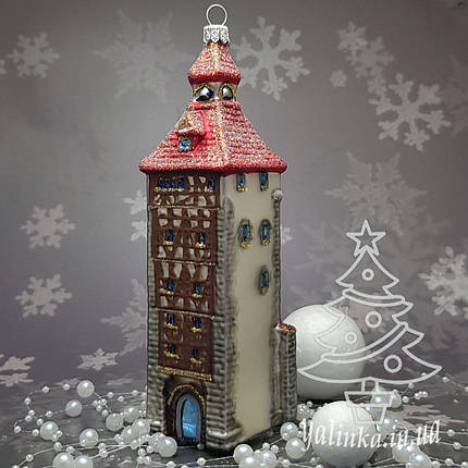 Скляна ялинкова іграшка башня замка Impuls. величезний асортимент іграшок як Irena, Komozja, фото 2