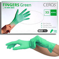 Рукавички нітрилові (Зелені) Ceros XS(р)
