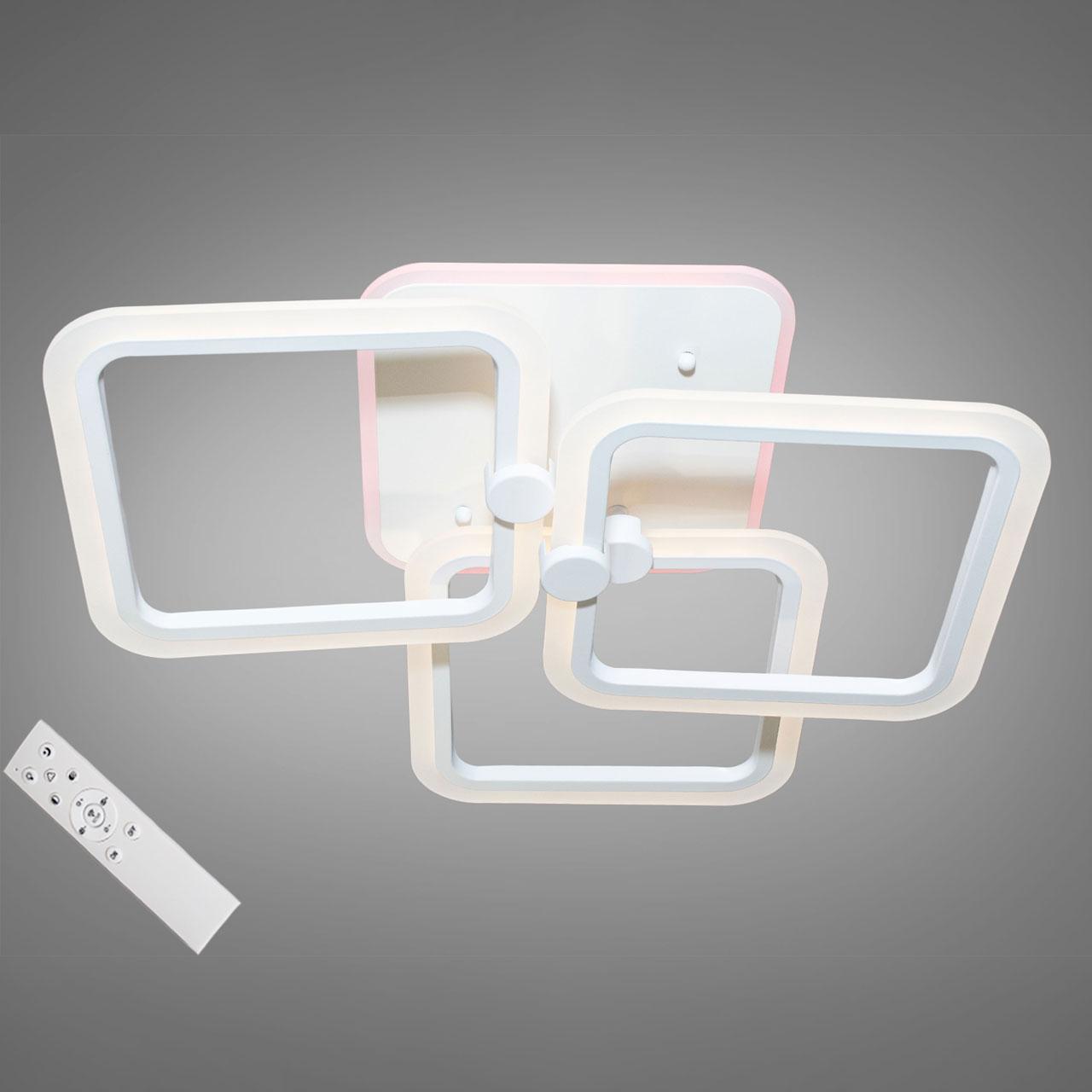 Світлодіодна люстра 90 Вт з підсвічуванням основи та пультом д/к колір каркасу білий D-MX3614/3S WH LED 3color dimmer, фото 1