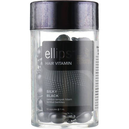 Вітаміни для волосся "Шовкова ніч" з про-кератиновим комплексом Ellips Hair Vitamin Silky Black With Pro-Keratin Complex 50шт, фото 1