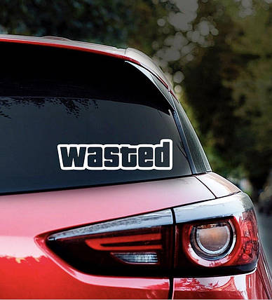 Наклейка на авто WASTED 28*8см + монтажна плівка, фото 1