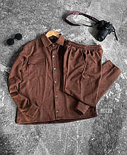 Чоловічий костюм сорочка-штани (коричневий) гарний стильний молодіжний комплект оверсайз skot28