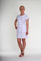 Білий медичний халат жіночий з коротким рукавом батист ( розмір 46-60)