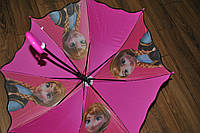 Детский зонт трость полуавтомат полиестер розовый Эльза anna & elsa