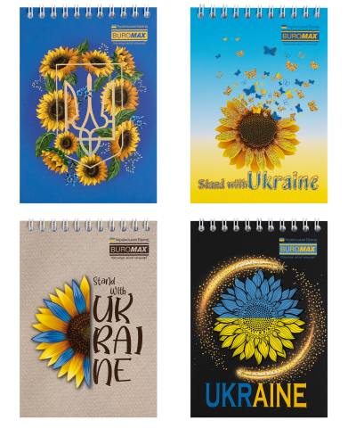 Блокнот на спіралі зверху А6 48арк BM.24645116 PATRIOT SUNFLOWER клітинка, картон обкл (16)