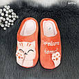 Тапочки дитячі помаранчеві теплі для дівчинки з котиками без задника 1277-3, фото 3