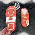 Тапочки дитячі помаранчеві теплі для дівчинки з котиками без задника 1277-3, фото 4