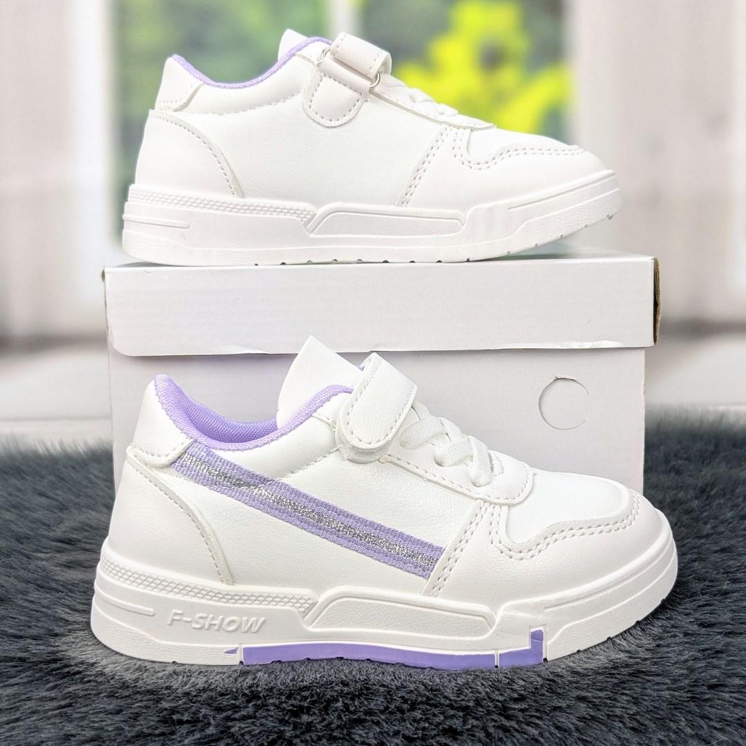 Кросівки дитячі для дівчинки білі з бузковим демісезонним Paliament 5131, фото 1