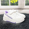 Кросівки дитячі для дівчинки білі з бузковим демісезонним Paliament 5131, фото 6