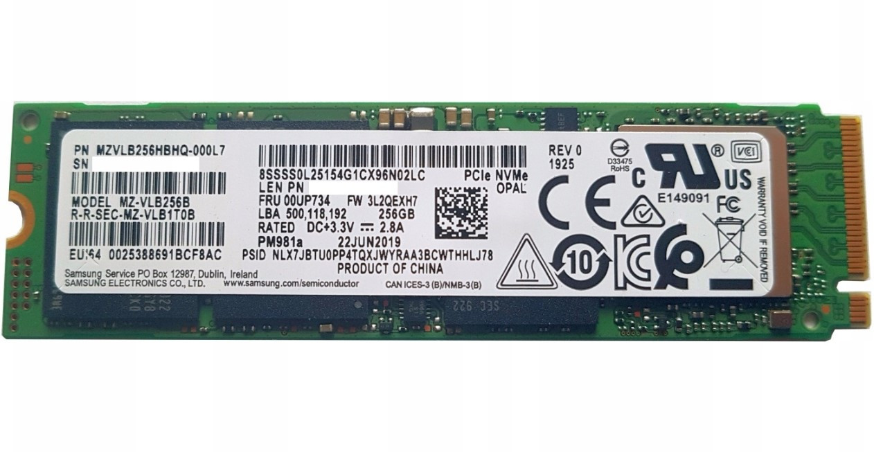 Накопичувач SSD 256 GB M.2 NVMe 2280 PCIe Gen3.0 x4