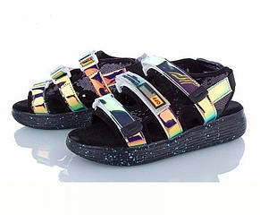 STTOPA Размеры 36,38,39. Босоніжки підліткові для дівчинки чорні хамелеон