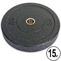 Бамперные диски для кроссфита Bumper Plates из структурной резины d-51мм Record RAGGY ТА-5126-15 15кг