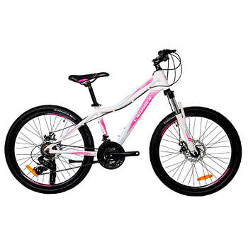 Підлітковий гірський велосипед Crosser Sweet 24 дюймів розмір рами 14" Біло-рожевий