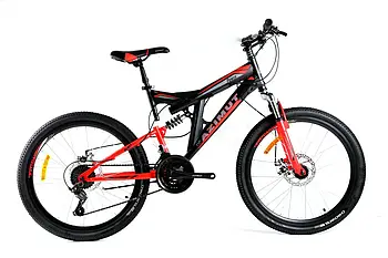 Гірський велосипед 24 дюйми розмір рами 17" Azimut Power GFRD Чорно-червоний