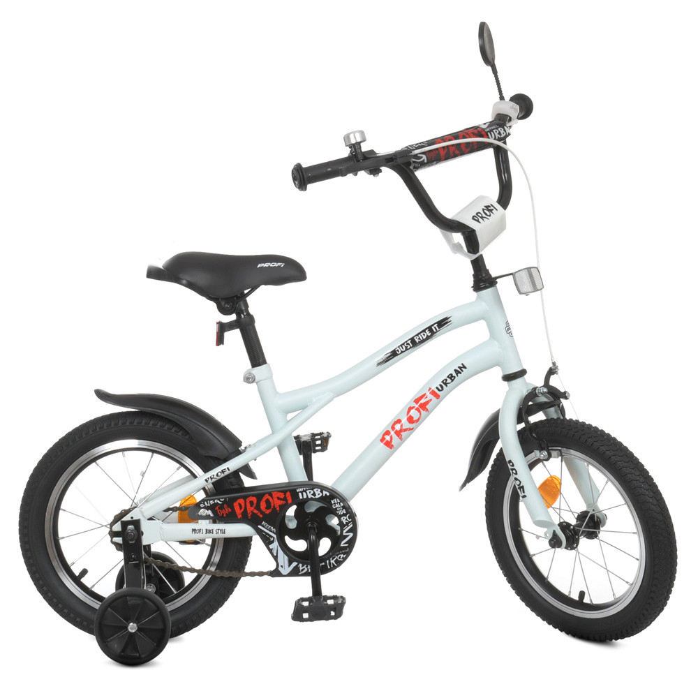 Велосипед дитячий двоколісний 14 дюймів з дзвіночком та додатковими колесами Profi Y14251 Білий