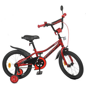 Двоколісний дитячий велосипед з дзеркалом доп колесами 16 дюймів з Profi Prime Y16221 Червоний