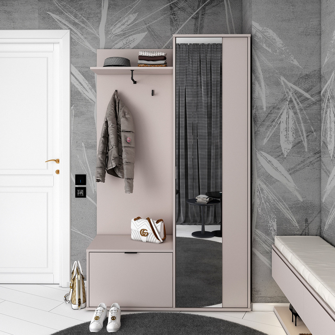 Передпокій Doros Дора Кашемір 1 ДСП/1 Дзеркало 113.5х40х192 (44900364) 2