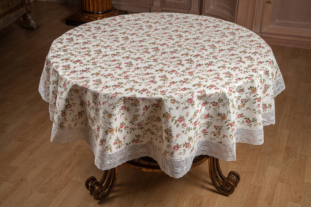 

Скатерть круглая виниловая на флизелиновой основе Meiwa "PROVENCE" Ø152см, Бежевый