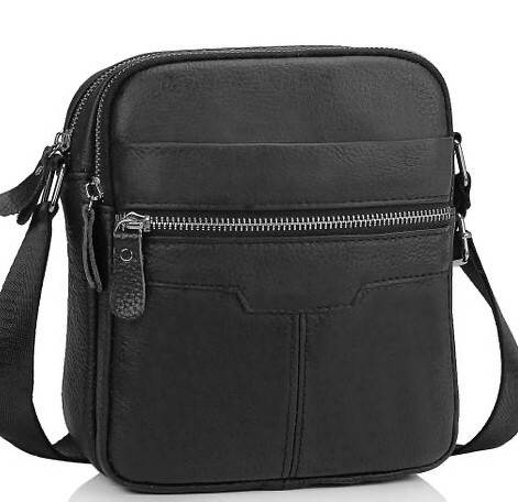 

Мужская кожаная сумка через плечо Tiding Bag A25F-6625A, Черный