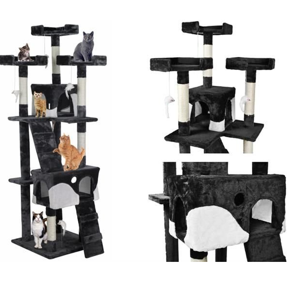 

Когтеточка домик для кошек 170 см черно-белый 2780