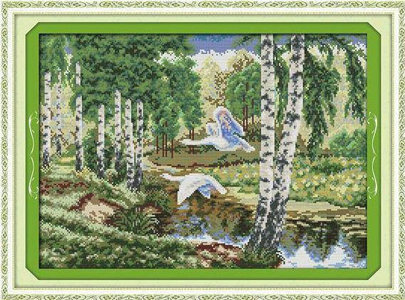 

Набор для вышивания крестом с печатью на ткани NKF Дикие гуси F328 14ст