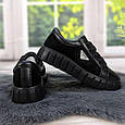 Кросівки жіночі шкіряні чорні на об'ємній підошві KDSL 4219, фото 7