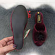 Капці домашні жіночі Inblu на танкетці з хутряним помпоном бордові 2713-2, фото 4