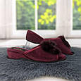 Капці домашні жіночі Inblu на танкетці з хутряним помпоном бордові 2713-2, фото 6