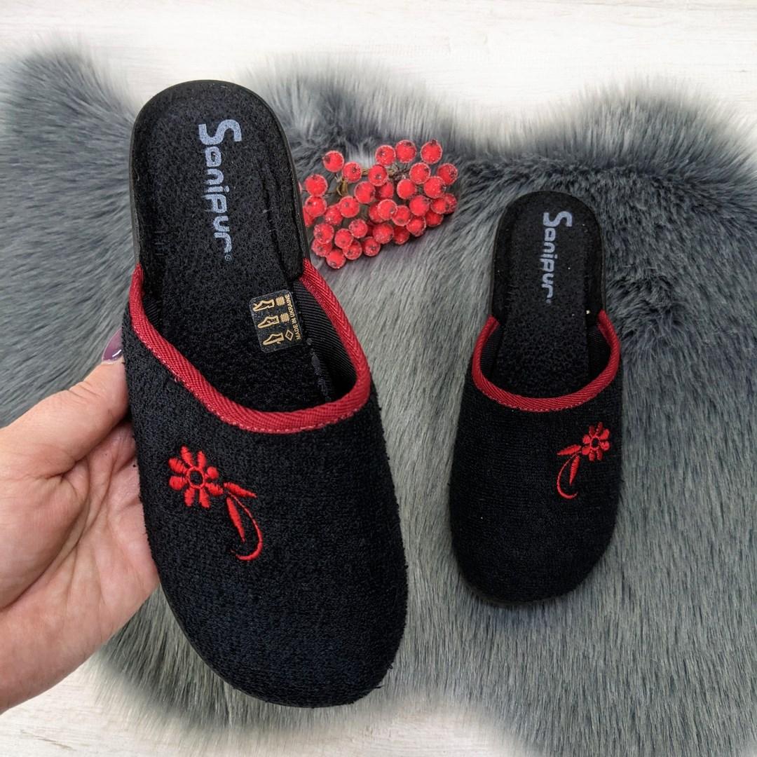 Капці домашні жіночі Sanipur чорні на тонкій підошві 4177_2, фото 1