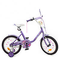 Детский двухколесный велосипед 18 дюймов с доп колесами и корзинкой Profi Ballerina Y1883-1K Фиолетовый