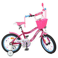Детский двухколесный велосипед 16 дюймов с кисточками на руль и звонком Profi Unicorn Y16242S-1K Малиновый