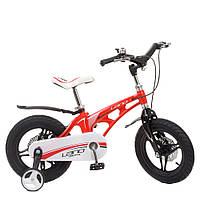 Детский двухколесный велосипед с дополнительными колесами и звонком 14 дюймов Lanq Infinity WLN1446G-3 Красный