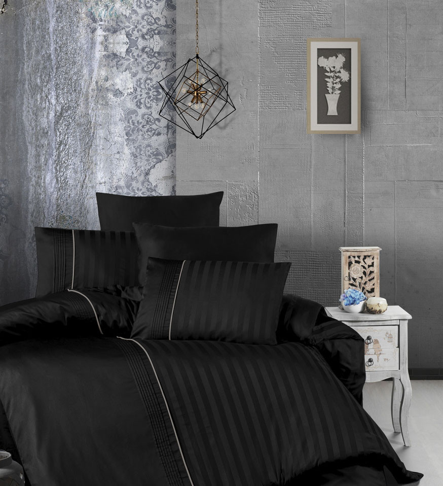 Комплект постільної білизни First Choice Deluxe Satin 200х220 Modalife Black, фото 1