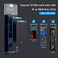 Зовнішня кишеня для M2 SSD NVMe (PCIe) і NGFF (Sata) USB 3.1 Type-C Deepfox M2SN Original, фото 6