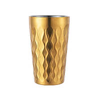 Термо-склянка з нержавіючої сталі 320 мл Romb кухоль золотого кольору з подвійними стінками REMY-DECOR