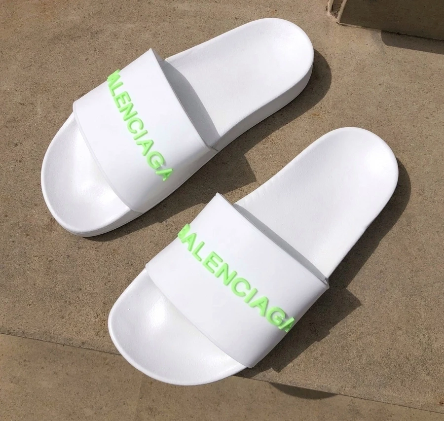 white balenciaga slides